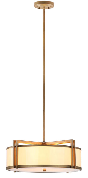 Safavieh Orb Pendant Drum Adjustable 5 Light 21" Antique Gold White Acrylic Metal LIT4185A 683726360315