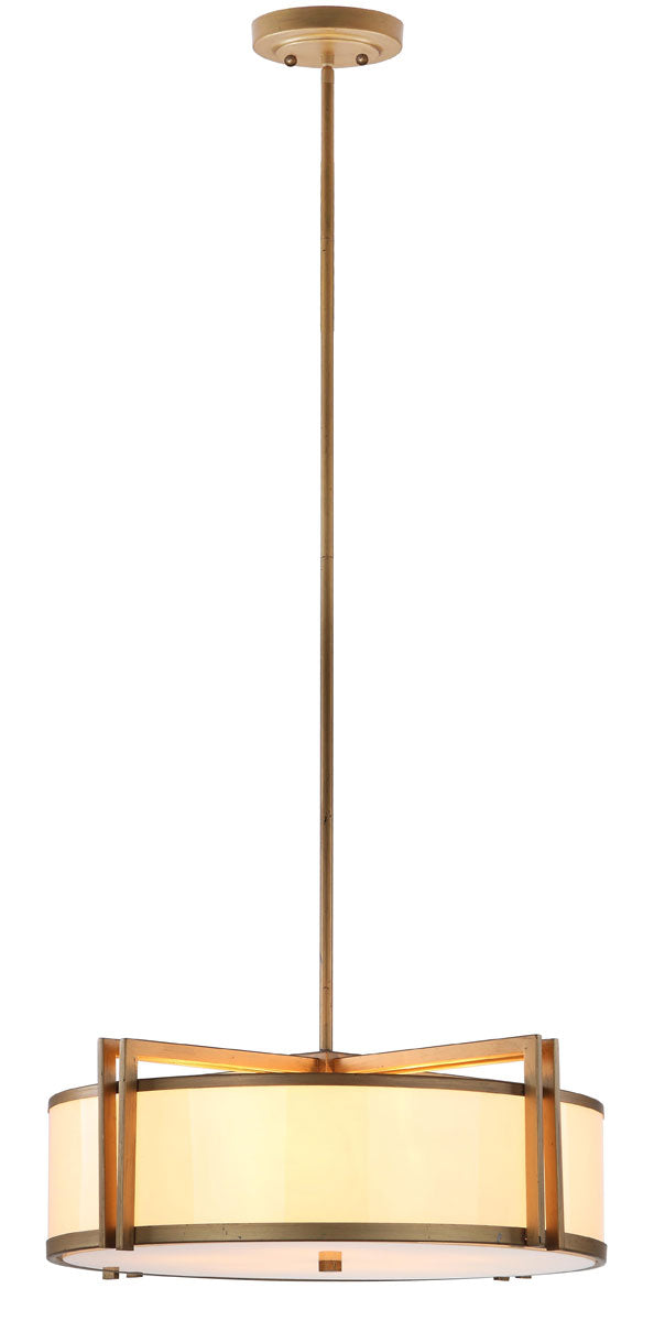 Safavieh Orb Pendant Drum Adjustable 5 Light 21" Antique Gold White Acrylic Metal LIT4185A 683726360315