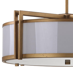 Safavieh Orb Pendant Drum Adjustable 5 Light 21" Antique Gold White Acrylic Metal LIT4185A 683726360315