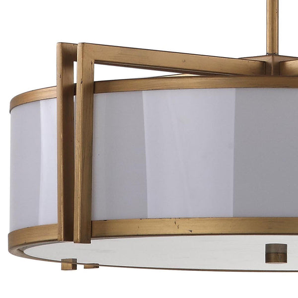 Safavieh Orb Pendant Drum Adjustable 5 Light 21" Antique Gold White Acrylic Metal LIT4185A 683726360315