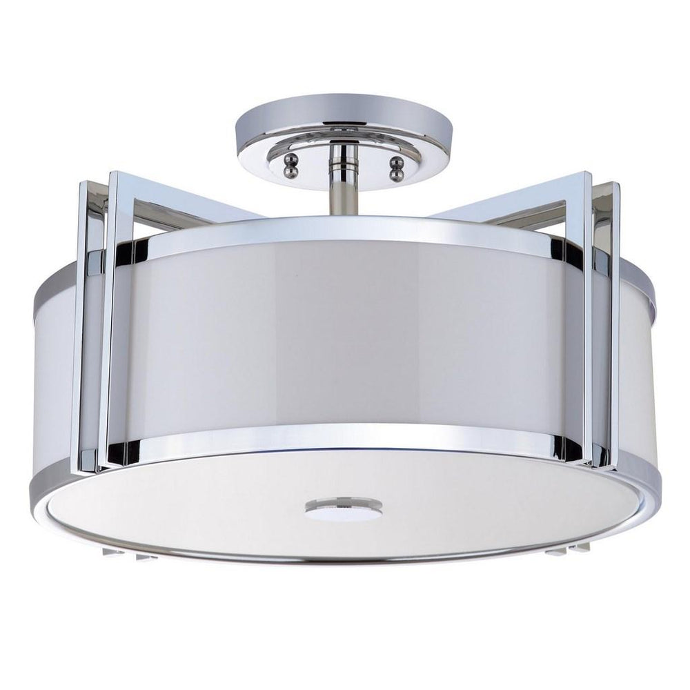 Safavieh Orb Semi Flush 3 Light 17" Chrome Cream Acrylic Metal LIT4186B 889048322110