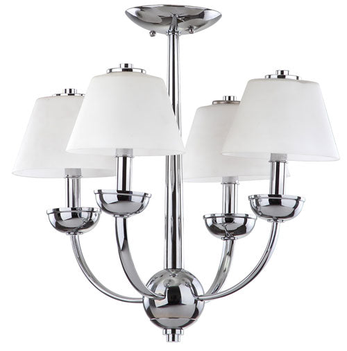 Safavieh Yardley Chandelier 4 Light 18.9" Chrome White Glass Metal LIT4190A 683726360377