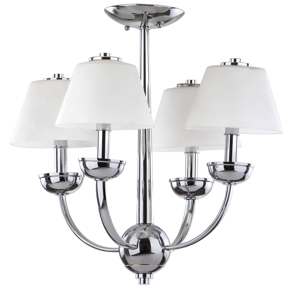 Safavieh Yardley Chandelier 4 Light 18.9" Chrome White Glass Metal LIT4190A 683726360377