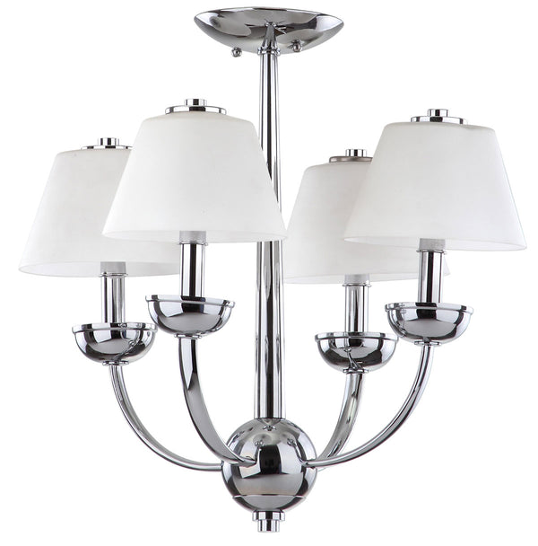 Safavieh Yardley Chandelier 4 Light 18.9" Chrome White Glass Metal LIT4190A 683726360377