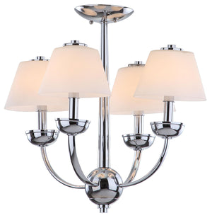 Safavieh Yardley Chandelier 4 Light 18.9" Chrome White Glass Metal LIT4190A 683726360377