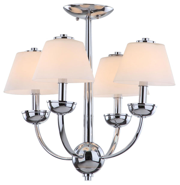 Safavieh Yardley Chandelier 4 Light 18.9" Chrome White Glass Metal LIT4190A 683726360377