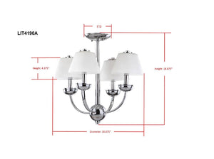 Safavieh Yardley Chandelier 4 Light 18.9" Chrome White Glass Metal LIT4190A 683726360377