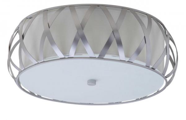 Safavieh Charing Cross Flush Mount 2 Light 15.4" Chrome White Cotton Metal LIT4191B 889048322127