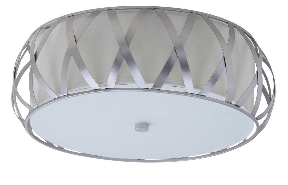 Safavieh Charing Cross Flush Mount 2 Light 15.4" Chrome White Cotton Metal LIT4191B 889048322127