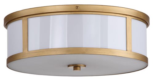 Safavieh Avery Flush Mount Drum 2 Light 17" Antique Gold White Metal LIT4195A 683726360506