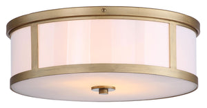 Safavieh Avery Flush Mount Drum 2 Light 17" Antique Gold White Metal LIT4195A 683726360506