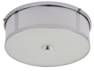 Safavieh Avery Flush Mount Drum 2 Light 17" Chrome Antique Gold White Metal LIT4195B 889048322141
