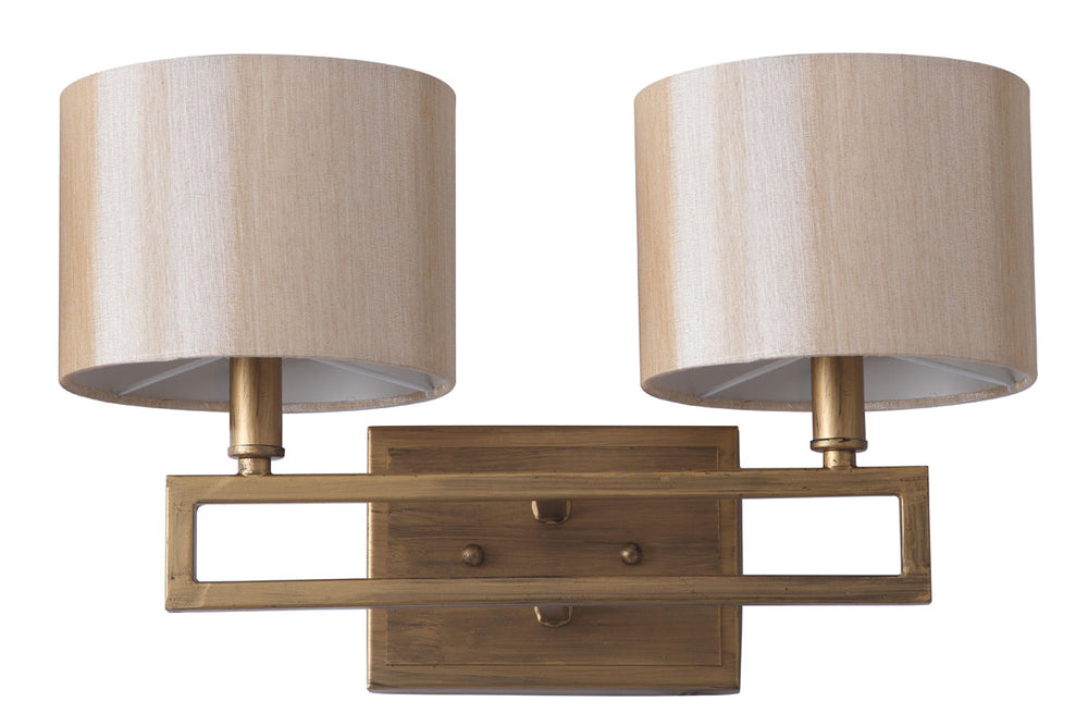 Safavieh Catena Light Sconce Double 9.25" Antique Gold Cream Polyester Metal LIT4197A 683726360629