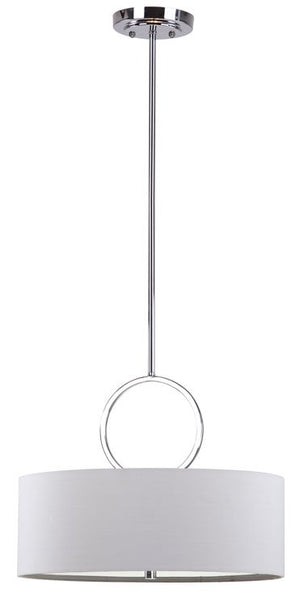 Safavieh Debonair Pendant Ring Drum Adjustable 3 Light 18" Chrome White Cotton Metal LIT4212A 683726361107