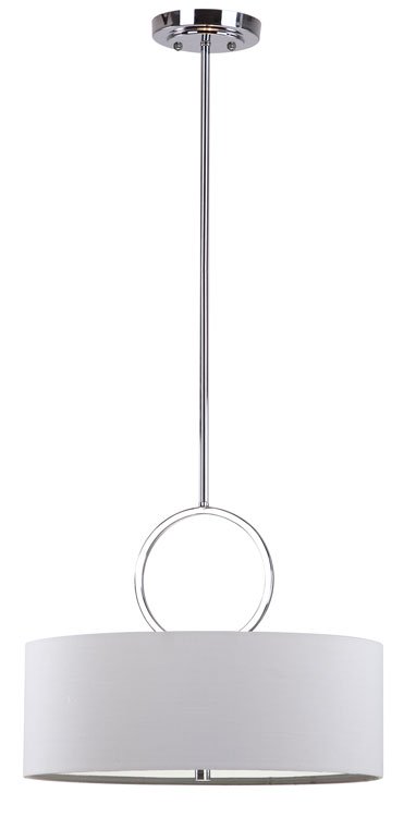 Safavieh Debonair Pendant Ring Drum Adjustable 3 Light 18" Chrome White Cotton Metal LIT4212A 683726361107