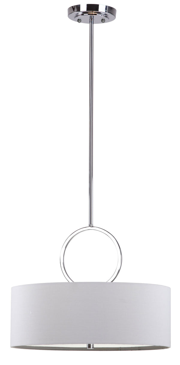 Safavieh Debonair Pendant Ring Drum Adjustable 3 Light 18" Chrome White Cotton Metal LIT4212A 683726361107