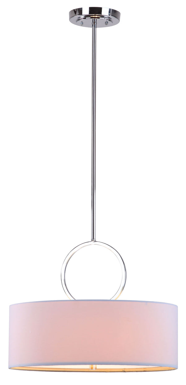 Safavieh Debonair Pendant Ring Drum Adjustable 3 Light 18" Chrome White Cotton Metal LIT4212A 683726361107