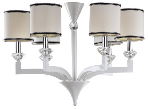Safavieh Erin Chandelier 6 Light 27.5" Pearl White Cotton Metal LIT4214A 683726361145