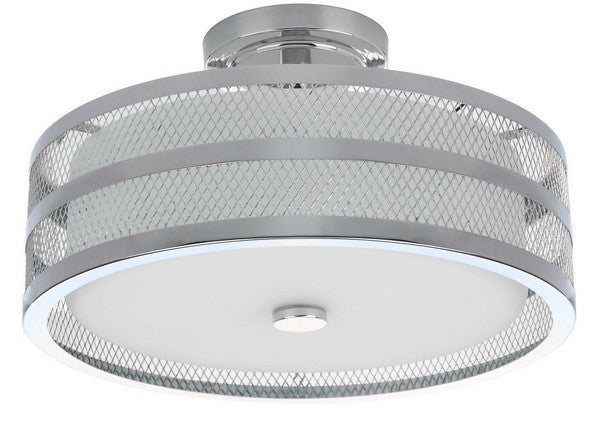 Safavieh Greta Veil Semi Flush 3 Light 15.75" Chrome White Glass Metal LIT4230B 889048322165