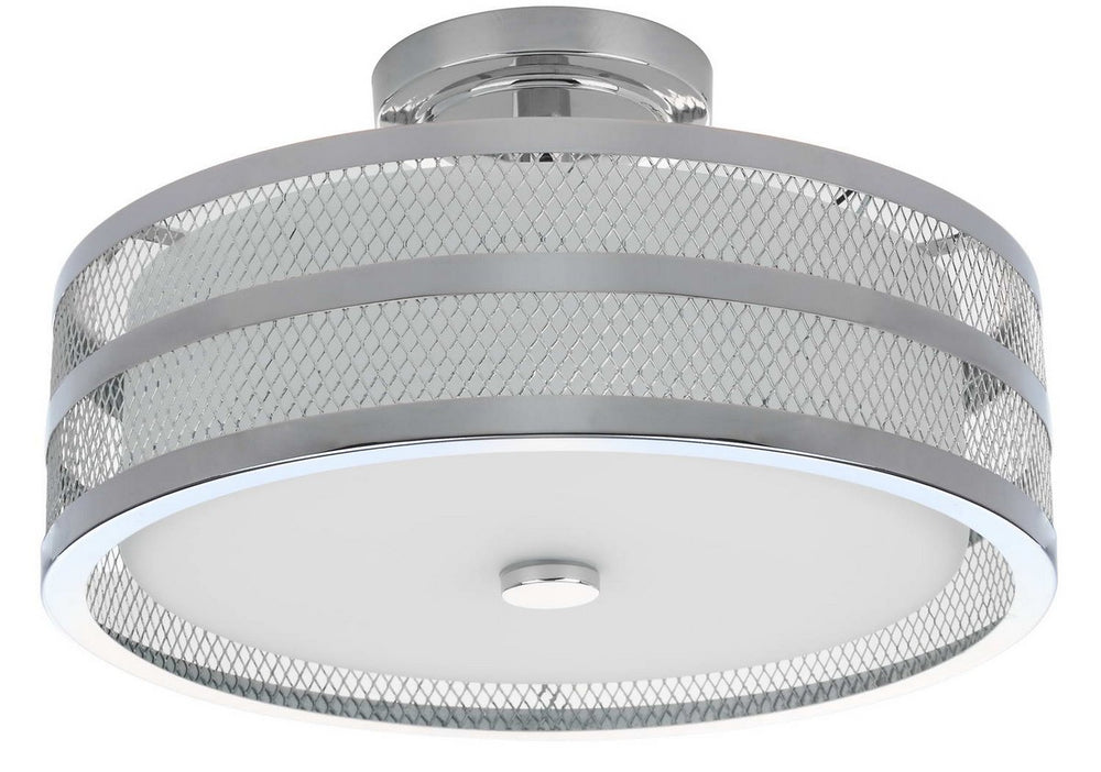 Safavieh Greta Veil Semi Flush 3 Light 15.75" Chrome White Glass Metal LIT4230B 889048322165