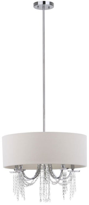 Safavieh Cotillion Pendant Beaded Adjustable 5 Light 22" Chrome White Cotton Metal LIT4232A 683726361381