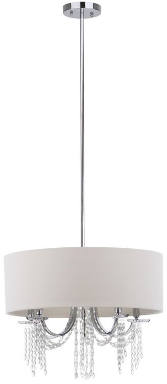 Safavieh Cotillion Pendant Beaded Adjustable 5 Light 22" Chrome White Cotton Metal LIT4232A 683726361381