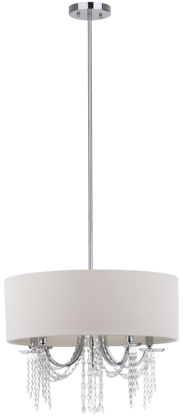 Safavieh Cotillion Pendant Beaded Adjustable 5 Light 22" Chrome White Cotton Metal LIT4232A 683726361381