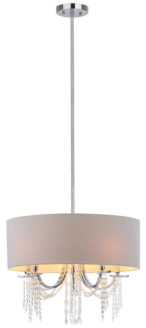 Safavieh Cotillion Pendant Beaded Adjustable 5 Light 22" Chrome White Cotton Metal LIT4232A 683726361381