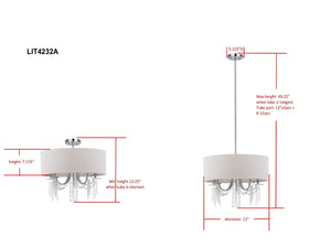 Safavieh Cotillion Pendant Beaded Adjustable 5 Light 22" Chrome White Cotton Metal LIT4232A 683726361381