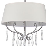 Safavieh Waltz Pendant Beaded Adjustable 3 Light 17" Chrome White Cotton Metal LIT4233A 683726361398