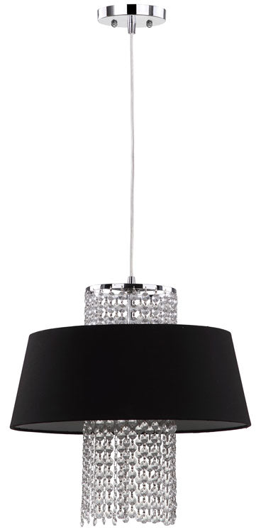 Safavieh Cadenza Pendant Beaded 3 Light 16" Chrome Black Cotton Metal LIT4237A 683726361558