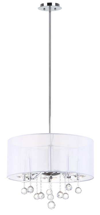 Safavieh Etude Pendant Beaded Adjustable 5 Light 20" Chrome Clear Polyester Metal LIT4239A 683726361572