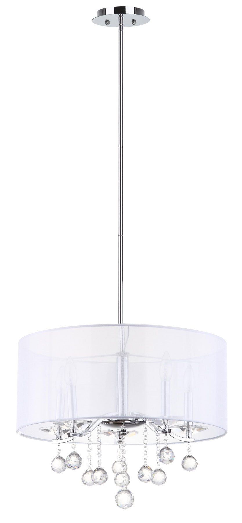 Safavieh Etude Pendant Beaded Adjustable 5 Light 20" Chrome Clear Polyester Metal LIT4239A 683726361572