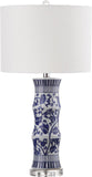 Safavieh - Set of 2 - Sandy Table Lamp 27.5" White Blue Silver Clear Cotton Ceramic LIT4242A-SET2 683726386919