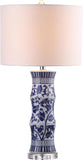 Safavieh - Set of 2 - Sandy Table Lamp 27.5" White Blue Silver Clear Cotton Ceramic LIT4242A-SET2 683726386919