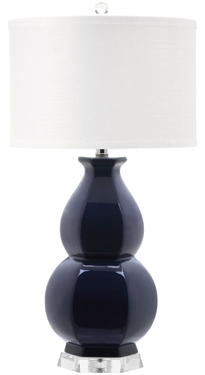 Safavieh Jinuper Table Lamp 30" Navy Off White Silver Clear Cotton Ceramic LIT4245B 683726395591