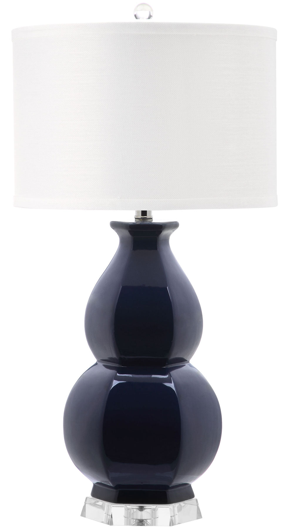 Safavieh Jinuper Table Lamp 30" Navy Off White Silver Clear Cotton Ceramic LIT4245B 683726395591