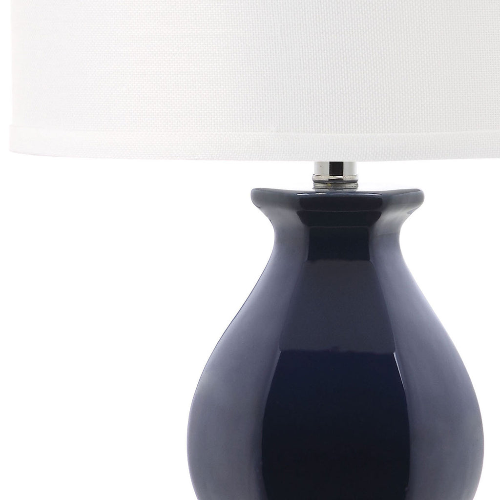 Safavieh Jinuper Table Lamp 30" Navy Off White Silver Clear Cotton Ceramic LIT4245B 683726395591
