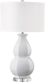 Safavieh Juniper Table Lamp 30" White Silver Clear Cotton Ceramic LIT4245C 683726395607