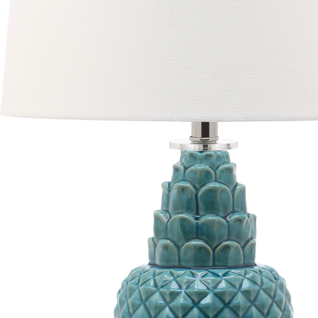 Safavieh - Set of 2 - Blakely Table Lamp 28" Blue Off White Silver Clear Cotton Ceramic LIT4246B-SET2 889048125063