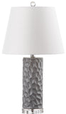 Safavieh - Set of 2 - Dixon Table Lamp 23.5" Grey Off White Silver Clear Cotton Ceramic LIT4249B-SET2 683726396802