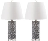 Safavieh - Set of 2 - Dixon Table Lamp 23.5" Grey Off White Silver Clear Cotton Ceramic LIT4249B-SET2 683726396802