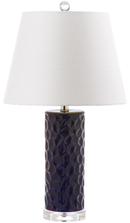 Safavieh - Set of 2 - Dixon Table Lamp 23.5" Navy Off White Silver Clear Cotton Ceramic LIT4249C-SET2 683726396949