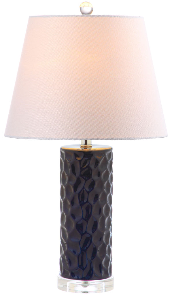 Safavieh - Set of 2 - Dixon Table Lamp 23.5" Navy Off White Silver Clear Cotton Ceramic LIT4249C-SET2 683726396949