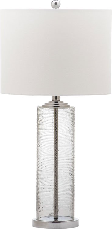 Safavieh - Set of 2 - Grant Table Lamp 29" Clear Off White Silver Chrome Cotton Glass LIT4262A-SET2 683726885320