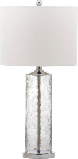 Safavieh - Set of 2 - Grant Table Lamp 29" Clear Off White Silver Chrome Cotton Glass LIT4262A-SET2 683726885320