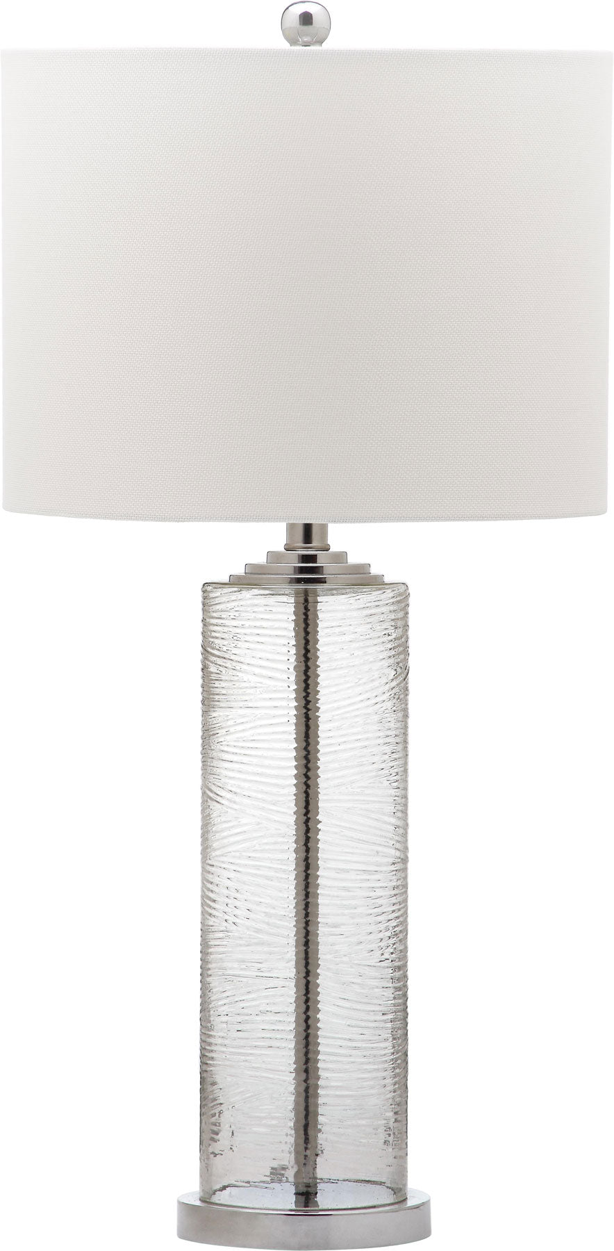 Safavieh - Set of 2 - Grant Table Lamp 29" Clear Off White Silver Chrome Cotton Glass LIT4262A-SET2 683726885320