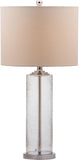 Safavieh - Set of 2 - Grant Table Lamp 29" Clear Off White Silver Chrome Cotton Glass LIT4262A-SET2 683726885320