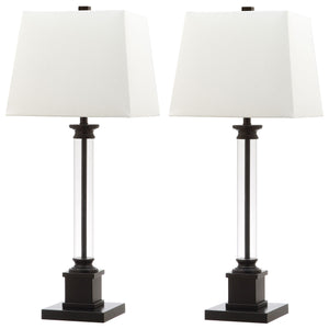 Safavieh - Set of 2 - Davis Table Lamp 30.5" Black Clear Off White Silver Cotton Acrylic LIT4266A-SET2 683726401513