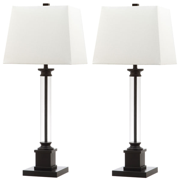 Safavieh - Set of 2 - Davis Table Lamp 30.5" Black Clear Off White Silver Cotton Acrylic LIT4266A-SET2 683726401513